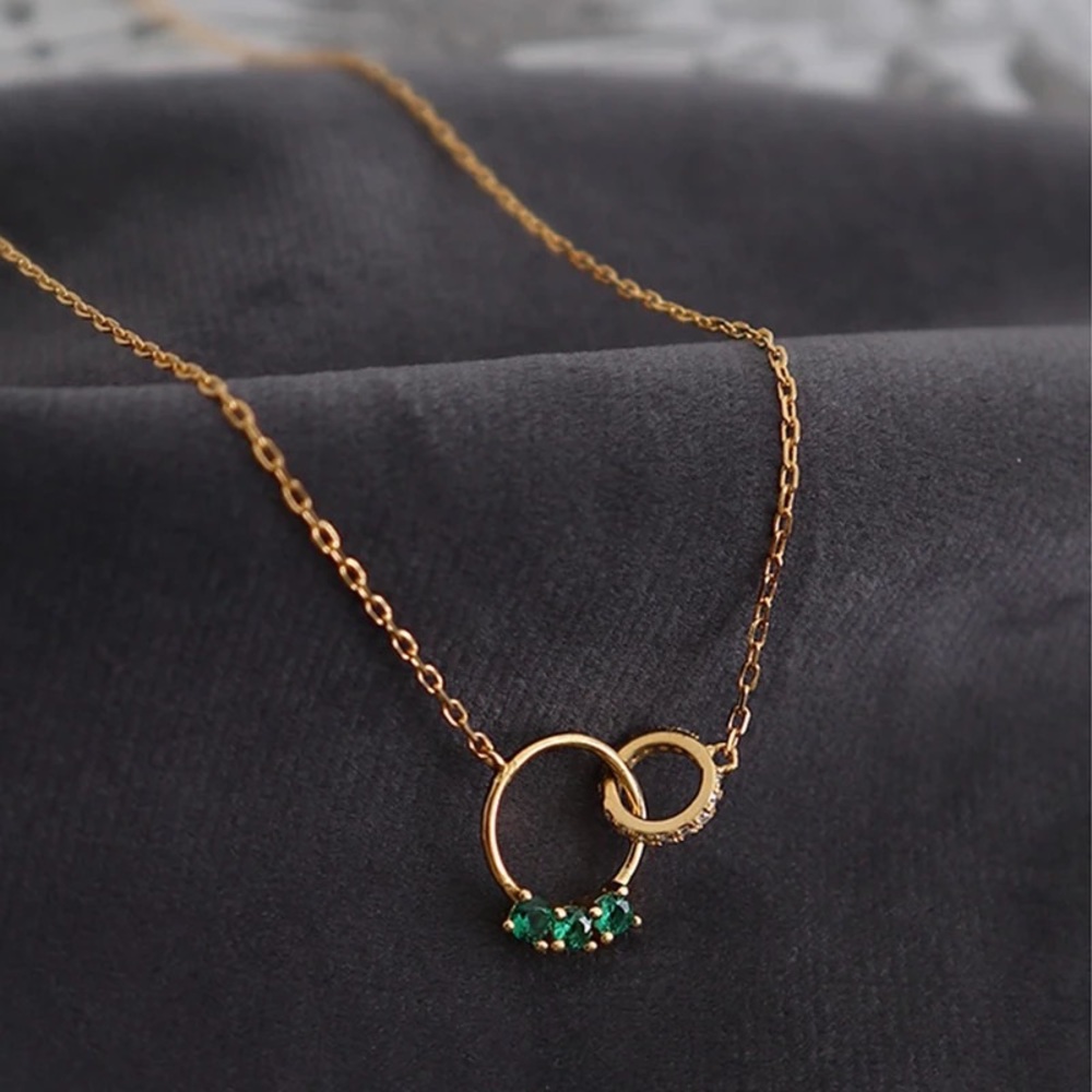 New 18K Gold Vermeil Sterling Silver 925 Crystal adjustable Necklace